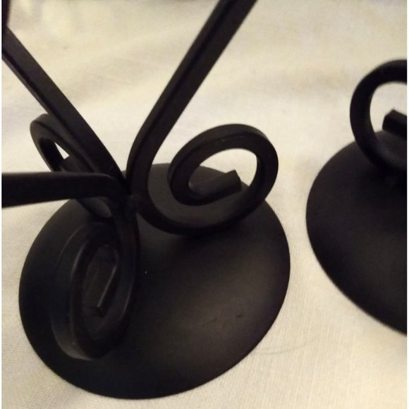 Black Wrought Iron Graduated Tier Scrollwork Pillar Candlestick Holder Set of 3 - Picture 9 of 11